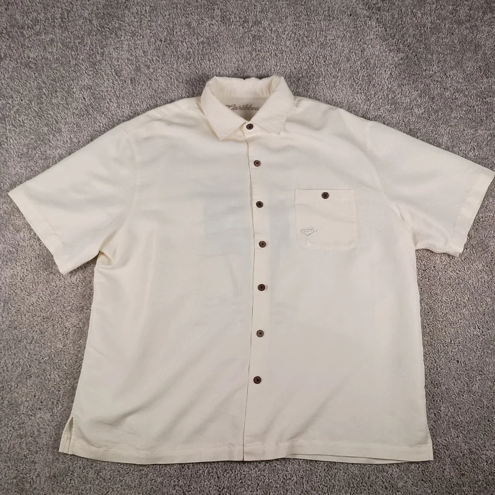 Caribbean XL Embroidered Parrot Mens Button Down Shirt - Picture 9 of 13